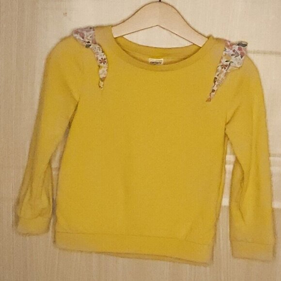 Carter's Toddler Girls Gold Yellow Sweatshirt Floral Shoulder Detail 3T - Picture 1 of 5